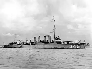 USS Preble (DD-345) at anchor in the early 1920s