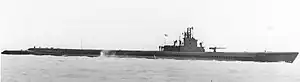 Tinosa (SS-283), broadside view, c. 1944.