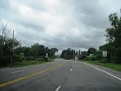 Entering the hamlet of Sangerfield along US 20 westbound