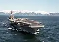 Abraham Lincoln sailing in the Gulf of Alaska as part of the "Northern Edge" Joint Training Exercise.