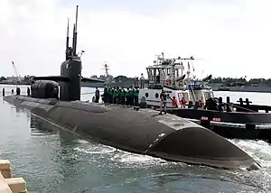 USS La Jolla (SSN-701) departing Pearl Harbor