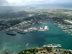 Joint Base Pearl Harbor–Hickam at Pearl Harbor, Hawaii 2004, center Kuahua peninsula depot.