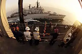 Libeccio replenish alongside USS Camden at Persian Gulf on 6 June 2005.