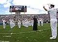 Navy band performing the national anthem before a Jaguars game.