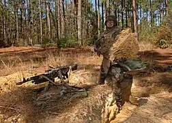 US Navy Seabees constructing a defensive machine gun position during training, 2010.