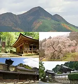 Clockwise from top: Mount Nukai, Murō-ji, Matabei Sakura, Matsuyama, and Ōno-ji