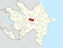 Map of Azerbaijan showing Ujar District