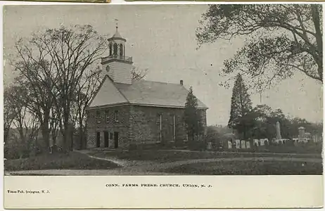 The church on a vintage postcard