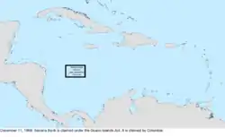 Map of the change to the United States in the Caribbean Sea on December 11, 1868