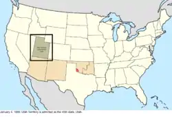 Map of the change to the United States in central North America on January 4, 1896