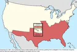 Map of the change to the international disputes involving the United States in central North America on December 23, 1861