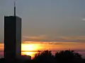 View of the Ušće Tower at sunset