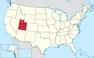 Map of the United States highlighting Utah