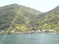 Utne as seen from ferry during summer