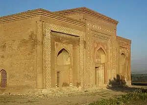 A brick mausoleum in Central Asian style