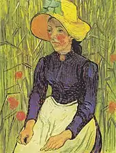 Young Peasant Woman with Straw Hat Sitting in the WheatJune 1890Private Collection (F774)