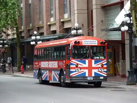 1980–1982 Gillig Transit Coach as tourist bus in Vancouver, BC, Canada.