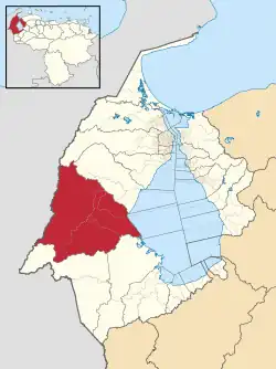 Machiques shown within the state of Zulia