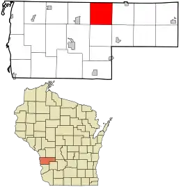 Location in Vernon County and the state of Wisconsin.