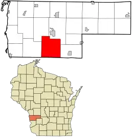 Location in Vernon County and the state of Wisconsin.