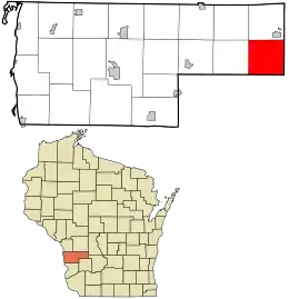 Location in Vernon County and the state of Wisconsin.