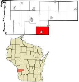 Location in Vernon County and the state of Wisconsin.