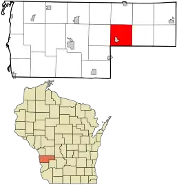 Location in Vernon County and the state of Wisconsin.