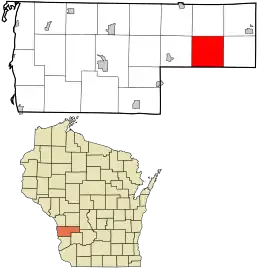 Location in Vernon County and the state of Wisconsin.