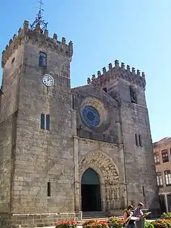 Viana do Castelo Cathedral (15th century). A magnificent Gothic portal is flanked by two heavy towers.