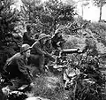 British Vickers gunners in action in the Netherlands during Operation Market Garden. All are wearing the Mk III Turtle helmet.