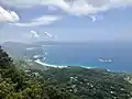 The view from Morne Blanc facing south.  Grand Anse and Ile aux Vaches are seen in the foreground.