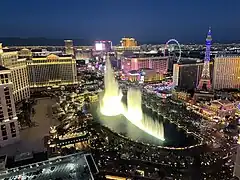 View of the Strip from a room balcony at the Cosmopolitan