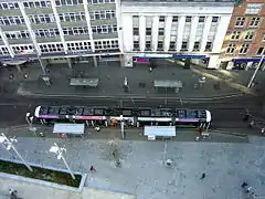 The tram stop seen from the Nottingham Eye ferris wheel