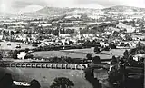 View of Monmouth from South at Penallt, with railway bridges and viaduct in the foreground.