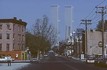 The Twin Towers seen from Jersey City, 1978