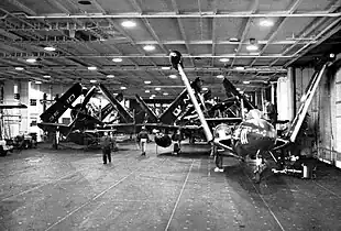 View of the hangar bay of Valley Forge, in 1951-1952