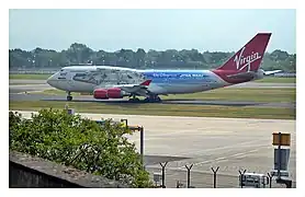 Virgin Atlantic Boeing 747-400 featuring the Millennium Falcon starship