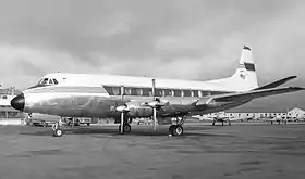 An aeroplane with four propeller engines