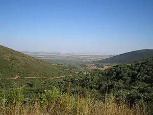 Montes de Toledo landscape in puerto de Los Santos (Ciudad Real) with the Sierra de la Virgen on the right