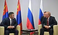 Khaltmaagiin Battulga with Vladimir Putin in 2017.