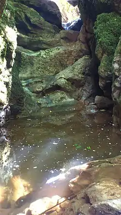 Waterfall at the entrance to the cave