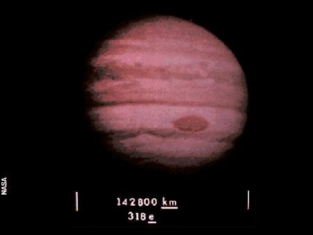 A photo of Jupiter with its diameter indicated