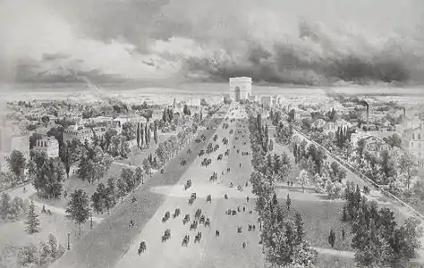 The Avenue de l'Impératrice (now the Avenue Foch) during the Second Empire.  It was the grand entrance for promenades to the Bois de Boulogne.