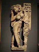 Marble Sculpture of female yakshi in typical curving pose, c. 1450, Rajasthan