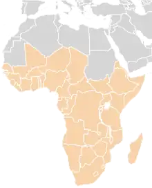 Map of members or potential members of the WAGGGS-Africa Region