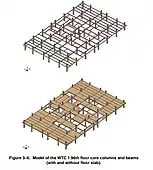 96th floor core of WTC 1. This floor structure configuration is typical.