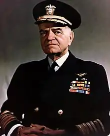 color photograph of Halsey in service uniform soon after his late 1945 promotion to Fleet Admiral