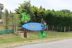 Waikuku beach sign