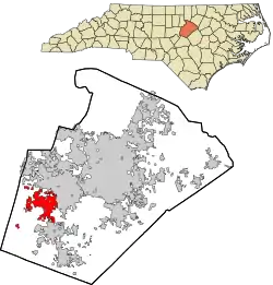 Location in Wake County and North Carolina