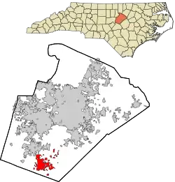 Location in Wake County and the state of North Carolina.